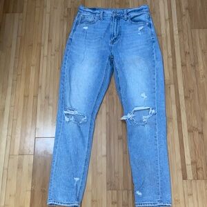 American Eagle Outfitters Light Blue Distressed Straight Leg Jeans